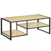 Mesa De Centro Con 2 Estantes De Acero Mdf Homcom 120x60x46 Cm-roble