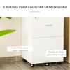 Cajonera De Oficina De Mdf Melamina Madera Vinsetto 43x45x72cm-blanco