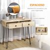 Mesa De Maquillaje De Madera Metal Vidrio Homcom 80x40x125cm-roble