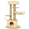 Árbol Rascador Gatos De Mdf Felpa Yute Fieltro Ø60x99 Cm-pawhut.beige