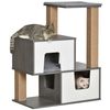 Árbol Gatos Con 2 Cuevas De Mdf Yute Felpa 77x39x93 Cm-pawhut.gris