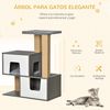 Árbol Gatos Con 2 Cuevas De Mdf Yute Felpa 77x39x93 Cm-pawhut.gris