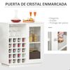 Aparador De Cocina De Metal Melamina Cristal Homcom 80x36x85cm-blanco