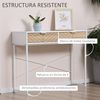 Mesa Consola De Melamina De Madera Metal Homcom 100x30x75 Cm-blanco