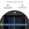 Lámpara De Pie Ratán Energía Solar Interruptor Control Luz Outsunny