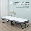 Cama Plegable De Acero Espuma Poliéster Homcom 200x90x42,5cm-blanco