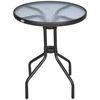 Mesa De Jardín De Vidrio Templado Metal Ø60x70 Cm-outsunny.negro