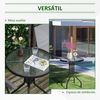 Mesa De Jardín De Vidrio Templado Metal Ø60x70 Cm-outsunny.negro