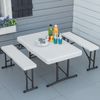 Conjunto Mesa Y 2 Bancos De Pp Acero 103x63x76 Cm-outsunny. Blanco