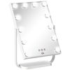 Espejo De Maquillaje De Metal Vidrio Abs Homcom 32,8x11x47,4cm-blanco