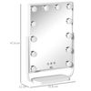 Espejo De Maquillaje De Metal Vidrio Abs Homcom 32,8x11x47,4cm-blanco