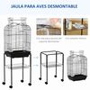 Jaula Pájaros Con Soporte De Acero Pp Madera 46x36x130cm-pawhut.negro