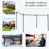 Pérgola De Jardín En Pared De Metal Poliéster 4x3x2 M-outsunny.crema