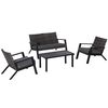 Muebles De Ratán Pe Poliéster Espuma Metal 124x86x75cm-outsunny.negro