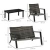 Muebles De Ratán Pe Poliéster Espuma Metal 124x86x75cm-outsunny.negro