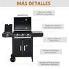 Barbacoa De Gas Con 4 Quemadores De Acero 110x50x100cm-outsunny.negro