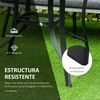 Mesa De Jardín De Cristal Templado Acero Ø106,5x71 Cm-outsunny.negro