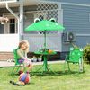 Conjunto De Picnic Infantil Plegable Con Sombrilla Verde Outsunny