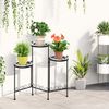 Soporte Plantas Plegable De Metal Azulejo 60x22x65 Cm-outsunny.negro