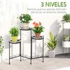 Soporte Plantas Plegable De Metal Azulejo 60x22x65 Cm-outsunny.negro