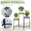 Soporte Plantas Plegable De Metal Azulejo 60x22x65 Cm-outsunny.negro