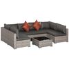 Conjunto 4 Muebles Ratán Pe Poliéster 135x72.5x62cm-outsunny.gris