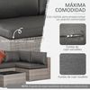 Conjunto 4 Muebles Ratán Pe Poliéster 135x72.5x62cm-outsunny.gris