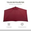 Sombrilla Para Pared De Metal Poliéster 230x130x245 Cm-outsunny.rojo