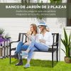 Banco De Jardín De 2 Plazas De Acero 128x62,5x81,5 Cm-outsunny.negro