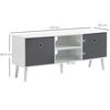 Mueble De Tv De Mdf Y Tela Homcom 110x29x46,5 Cm - Blanco Y Gris