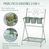 Soporte De Plantas Con 3 Macetas De Metal 47x37x78,5cm-outsunny.verde