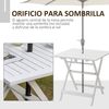 Mesa De Jardín Plegable De Madera De Álamo 70x70x70cm-outsunny.blanco