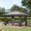 Cenador De Jardín De Aluminio Acero Poliéster 4x3x2,7m-outsunny.gris