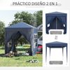 Carpa Plegable Jardín De Acero Tela Oxford 2x2x2,4 M - Outsunny. Azul