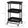 Carrito De Cocina Con Ruedas De Acero Pp Homcom 46x34,5x76,5cm-negro