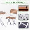 Conjunto 1 Mesa + 2 Sillas De Madera De Pino Metal-outsunny.natural