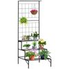 Soporte Plantas Con Enrejado De Metal 60x53,5x159,5 Cm-outsunny.negro