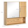 Armario Baño Con Espejo De Mdf Vidrio Kleankin 54x15,2x55,3cm-natural