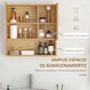 Armario Baño Con Espejo De Mdf Vidrio Kleankin 54x15,2x55,3cm-natural