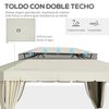 Cenador De Jardín De Aluminio Acero Poliéster 4x3x2,7m-outsunny.crema