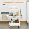 Carrito De Cocina Con Ruedas De Acero Pp Homcom 51,5x32x75,6cm-blanco