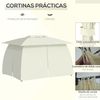 Cenador Jardín 4 Cortinas De Acero Poliéster 4x3x2,7m-outsunny.beige