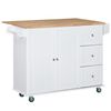 Carro Cocina De Mdf Melamina Caucho Homcom 128,8x75,5x92,5cm-blanco