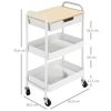 Carrito De Cocina De Acero Pp Mdf Homcom 43,9x30,5x75,6cm-blanco