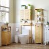 Estantería De Baño De Bambú Mdf Tela Kleankin 40x30x86,5 Cm-natural