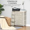 Cómoda Con 7 Cajones De Tela Metal Melanina Homcom 63,5x30x71cm-gris