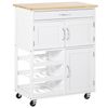 Carro De Cocina De Mdf Madera De Caucho Homcom 67x37x87cm-blanco