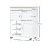 Carro De Cocina De Mdf Madera De Caucho Homcom 67x37x87cm-blanco