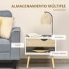 Set De 2 Mesitas De Noche De Melamina Madera Homcom 50x39x51cm-blanco