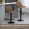 Taburetes De Cocina De Pu Acero Espuma Homcom 46,5x51x86-106cm-marrón